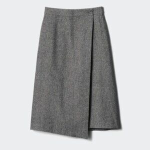 NWOT Uniqlo x JW Anderson Wool Blend Wrap Skirt in Dark Gray Tweed - Size XL